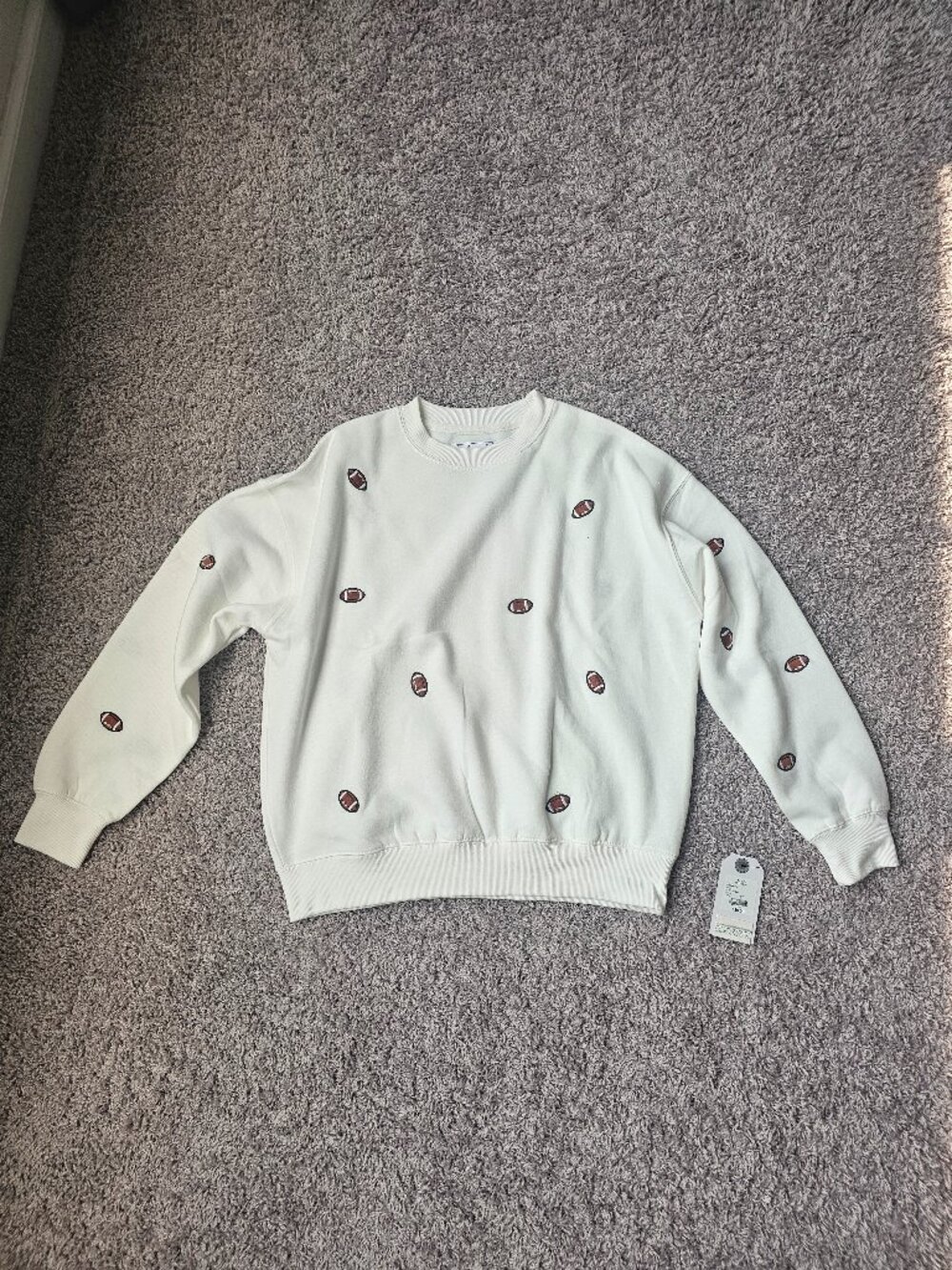 1897 Active Football Embroidered Sweatshirt in Ivory size small